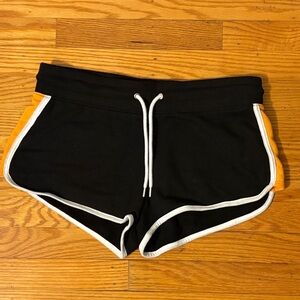 H&M Black and Orange Athletic Shorts with Elastic Waistband